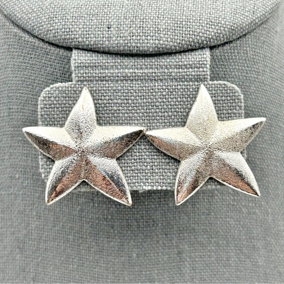 Vintage Napier Silver Tone Large Statement Star Stud Pierced Earrings - Picture 1 of 9